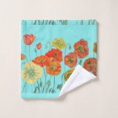 Oranje papaver Aqua Floral art Bad Handdoek (Wasdoekje)