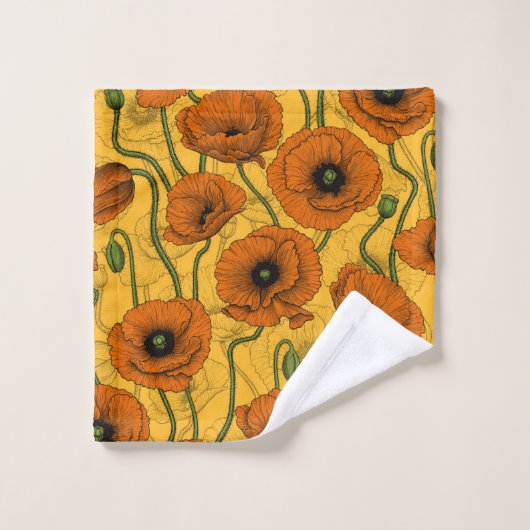 Oranje papaver bad handdoek (Wasdoekje)