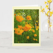 Oranje papaver Birthday Card Kaart (Gele Bloem)