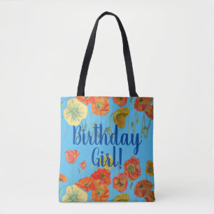 Oranje papaver bloemen Birthday Girl Bag Tote Bag