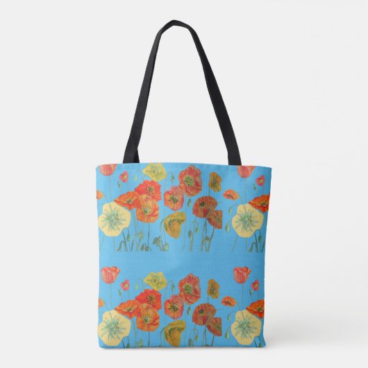Oranje papaver bloemen Birthday Girl Bag Tote Bag (Achterkant)