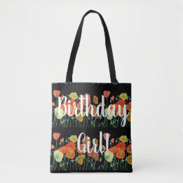 Oranje papaver bloemen Birthday Girl Bag Tote Bag