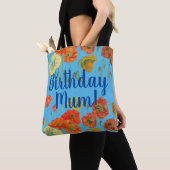 Oranje papaver bloemen Birthday Mum Bag Tote Bag (Dichtbij)