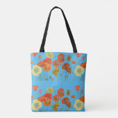 Oranje papaver bloemen Birthday Womans Bag Tote Bag (Achterkant)