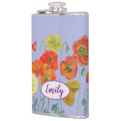 Oranje papaver bloemen Pastel paars Lila Heupfles (Links)