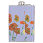 Oranje papaver bloemen Pastel paars Lila Heupfles (Achterkant)