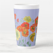 Oranje papaver bloemen Pastel paars Lila Latte Mok (Voorkant)