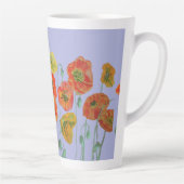 Oranje papaver bloemen Pastel paars Lila Latte Mok (Rechts)