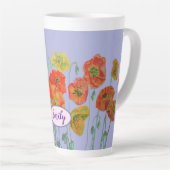 Oranje papaver bloemen Pastel paars Lila Latte Mok (Rechterhoek)