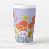 Oranje papaver bloemen Pastel paars Lila Latte Mok (Voorkant)