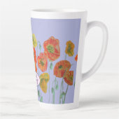 Oranje papaver bloemen Pastel paars Lila Latte Mok (Rechts)