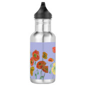 Oranje papaver bloemen Pastel paars Lila Waterfles (Rechts)