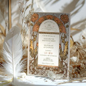 Oranje papaver bruiloft uitnodigingen Art Nouveau 