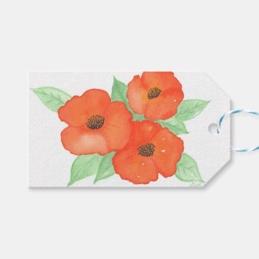 Oranje papaver cadeaulabel (Voorkant (Horizontaal))