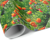  oranje papaver cadeaupapier (Rol Hoek)