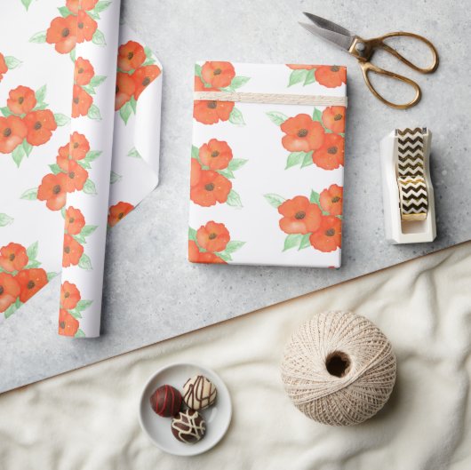 Oranje papaver cadeaupapier (Crafts)