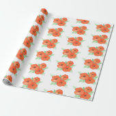 Oranje papaver cadeaupapier (Uitgerold)
