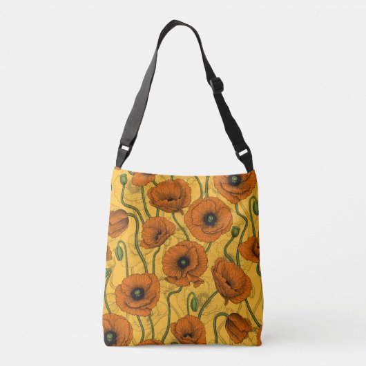 Oranje papaver crossbody tas (Achterkant)