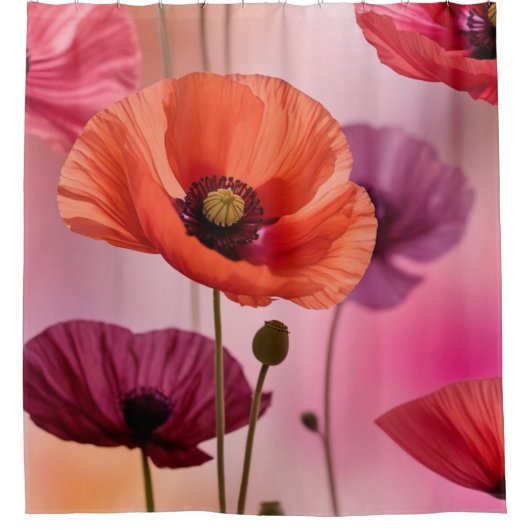 Oranje papaver douchegordijn (Voorkant)