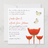 Oranje papaver en Butterflies Weddenschap Kaart (Voorkant)