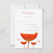 Oranje papaver en Butterflies Weddenschap Kaart (Voorkant)