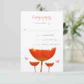 Oranje papaver en Butterflies Weddenschap Kaart (Staand voorkant)