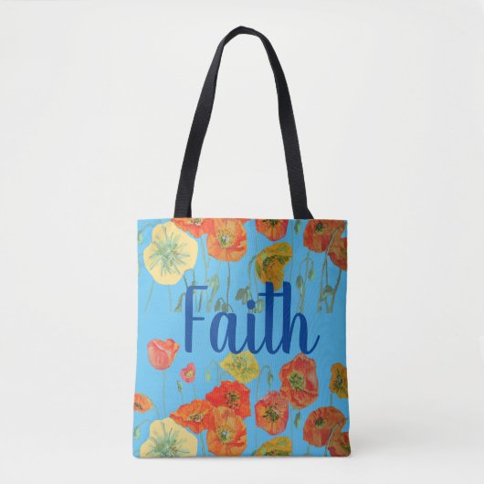 Oranje papaver Floral Faith Spirituele Canvas tas (Voorkant)