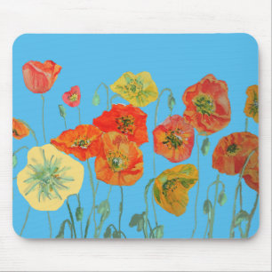 Oranje papaver-fotovoltaïsche computermuis-matroo muismat