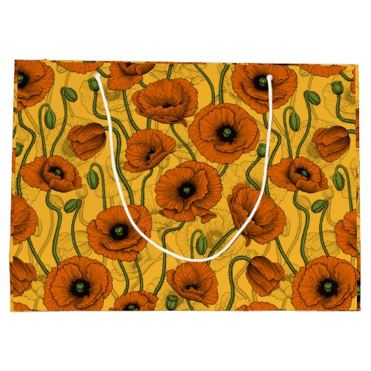 Oranje papaver groot cadeauzakje (Achterkant)