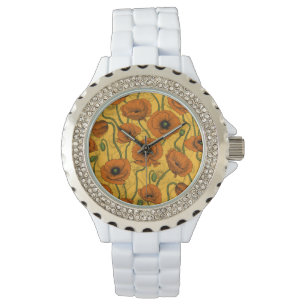 Oranje papaver horloge