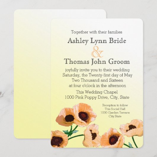 Oranje papaver kaart (Voorkant / Achterkant)