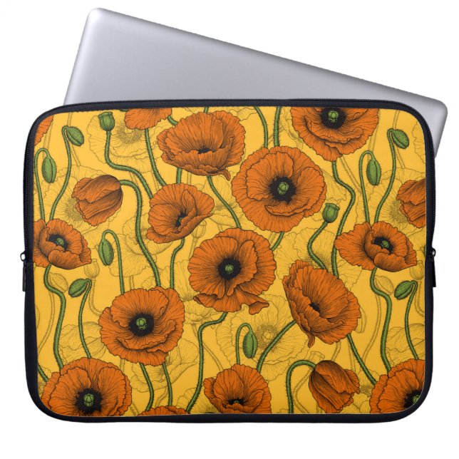 Oranje papaver laptop sleeve (Voorkant)