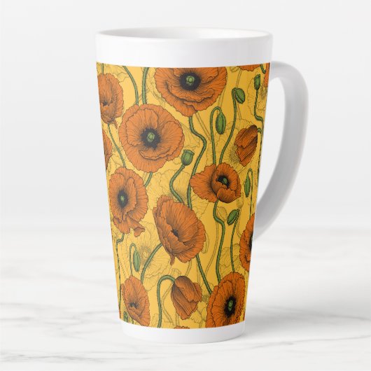 Oranje papaver latte mok (Rechterhoek)