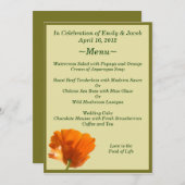 Oranje Papaver Menu Kaarten (Voorkant / Achterkant)