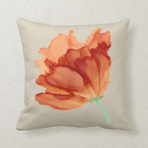 Oranje papaver, met de hand geschilderd met floree kussen
