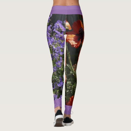 Oranje papaver met naam leggings (Achterkant)