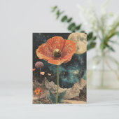 Oranje papaver onder maanlicht briefkaart (Staand voorkant)