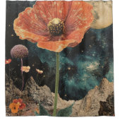 Oranje papaver onder maanlicht douchegordijn (Voorkant)