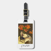 Oranje papaver oosterse kat Custom Bagagelabel (Voorkant verticaal)