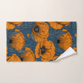 Oranje papaver op donkerblauw bad handdoek (Handdoek)