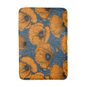 Oranje papaver op donkerblauw badmat (Voorkant Verticaal)