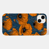 Oranje papaver op donkerblauw Case-Mate iPhone case (Achterkant (horizontaal))