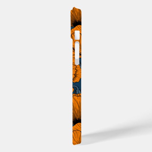 Oranje papaver op donkerblauw Case-Mate iPhone case (Achterkant / Links)