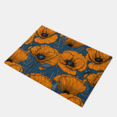 Oranje papaver op donkerblauw deurmat (Schuin)