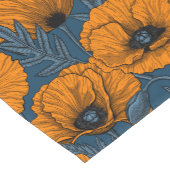 Oranje papaver op donkerblauw korte tafelloper (Hoek)