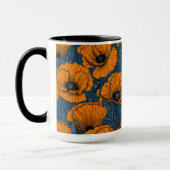 Oranje papaver op donkerblauw mok (Links)