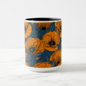 Oranje papaver op donkerblauw mok (Midden)