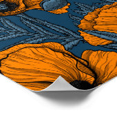 Oranje papaver op donkerblauw poster (Hoek)