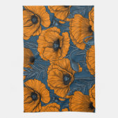 Oranje papaver op donkerblauw theedoek (Verticaal)