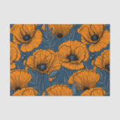 Oranje papaver op donkerblauw tissuepapier (Voorkant)
